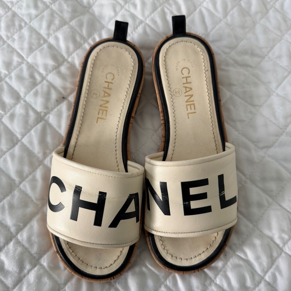 Chanel Platform Cork Sandals Size 36 1/2